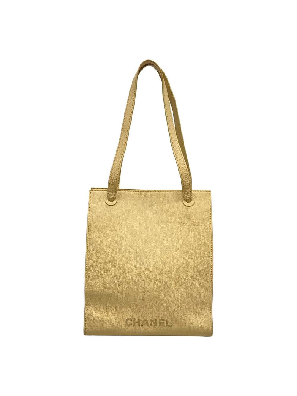 Chanel Beige Calfskin Tote Bag Gold #358010C89B